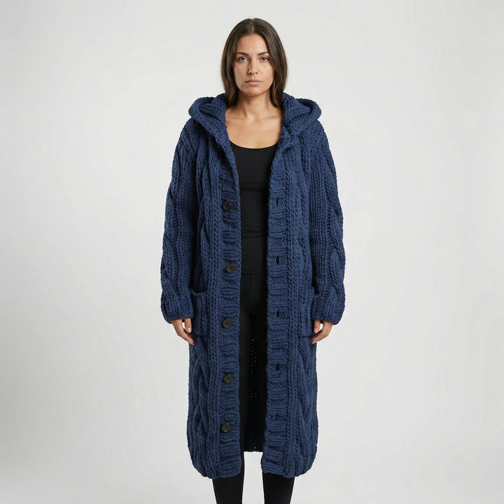 Lang Grof Gebreid Vest Met Kabelpatroon - Cathy