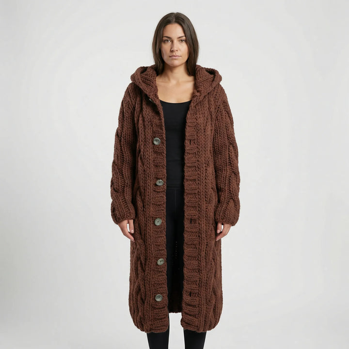 Lang Grof Gebreid Vest Met Kabelpatroon - Cathy