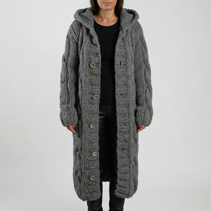 Lang Grof Gebreid Vest Met Kabelpatroon - Cathy