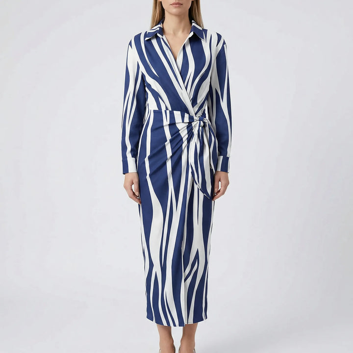 Langarm-Wickelkleid Mit Blattmuster - Mabel