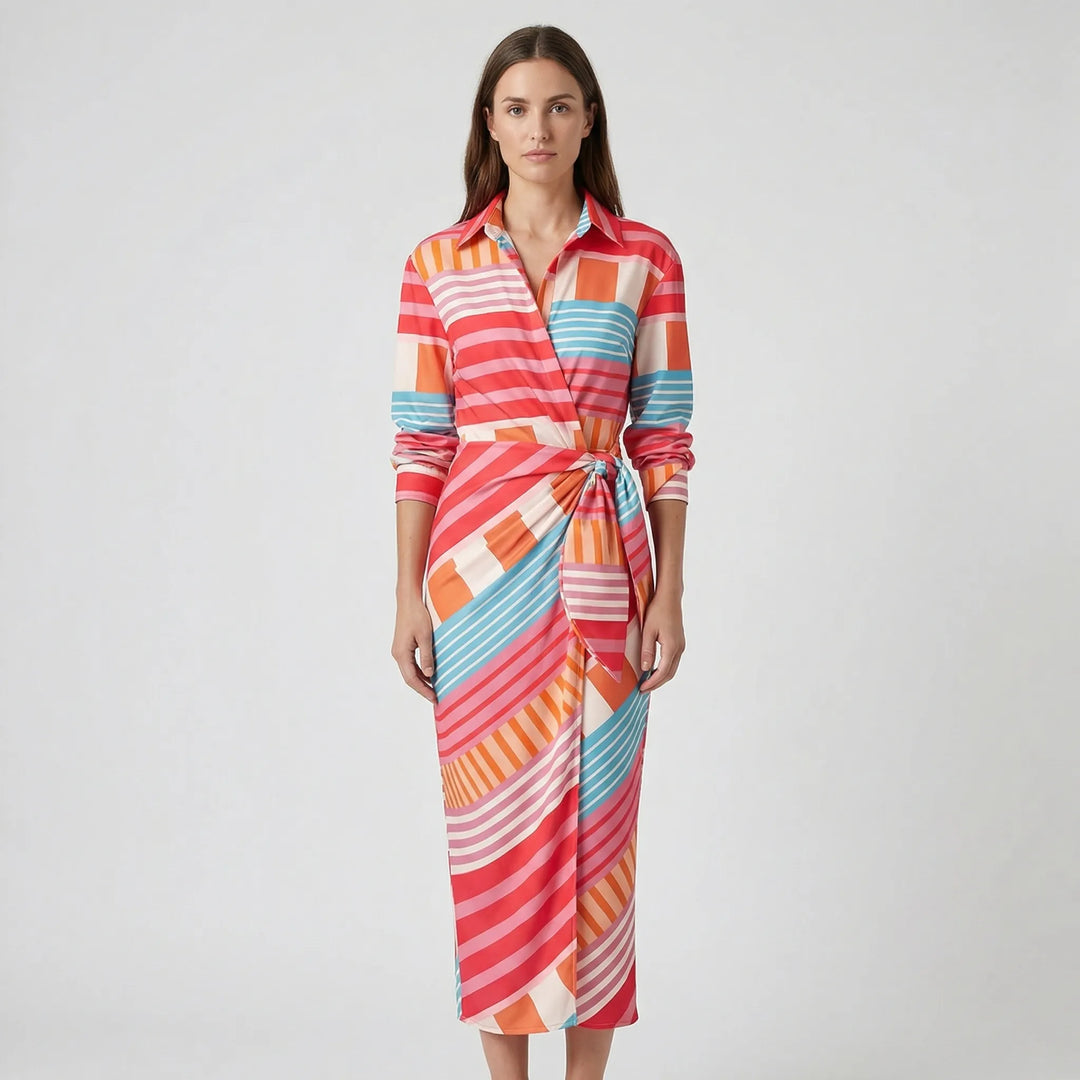 Langarm-Wickelkleid Mit Blattmuster - Mabel