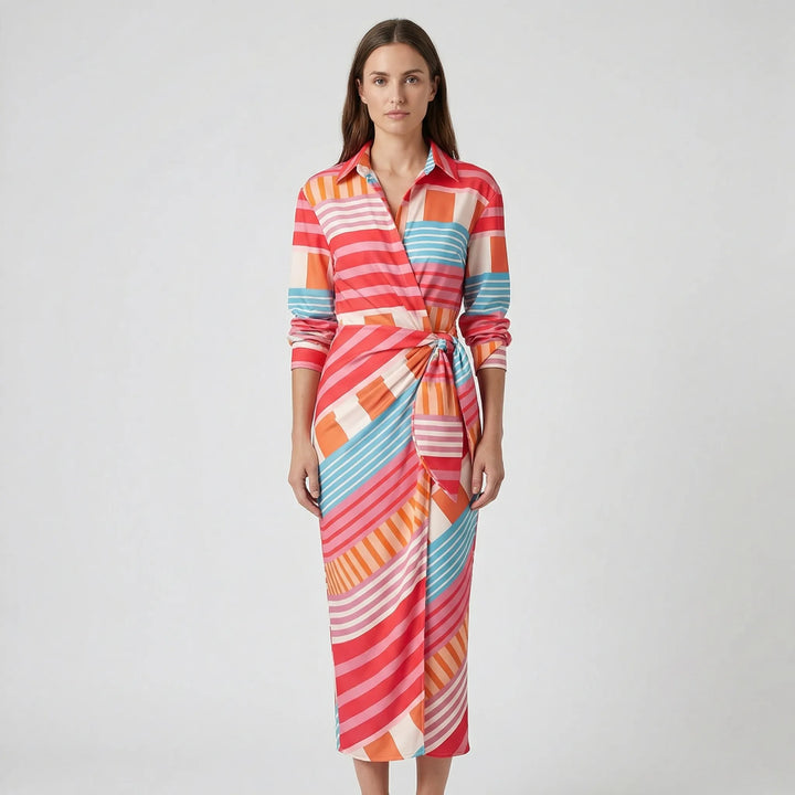 Langarm-Wickelkleid Mit Blattmuster - Mabel