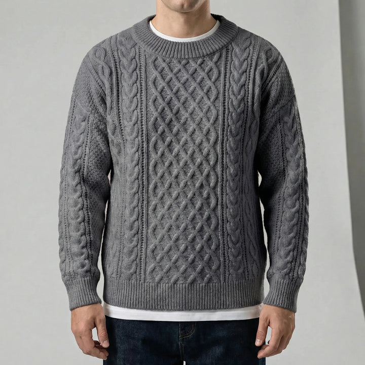 Langarm-Zopfmuster-Pullover - David