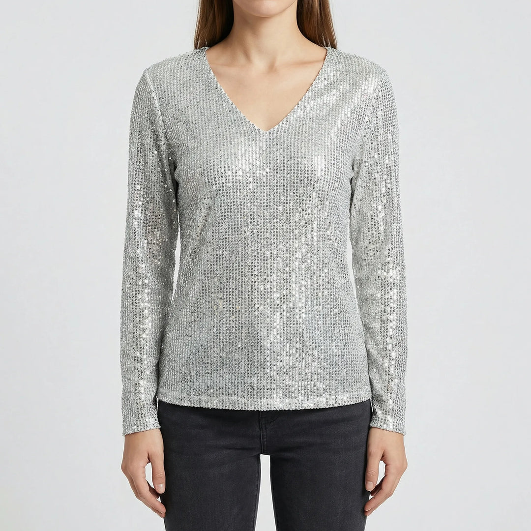 Langarm V Ausschnitt Bluse - Lana