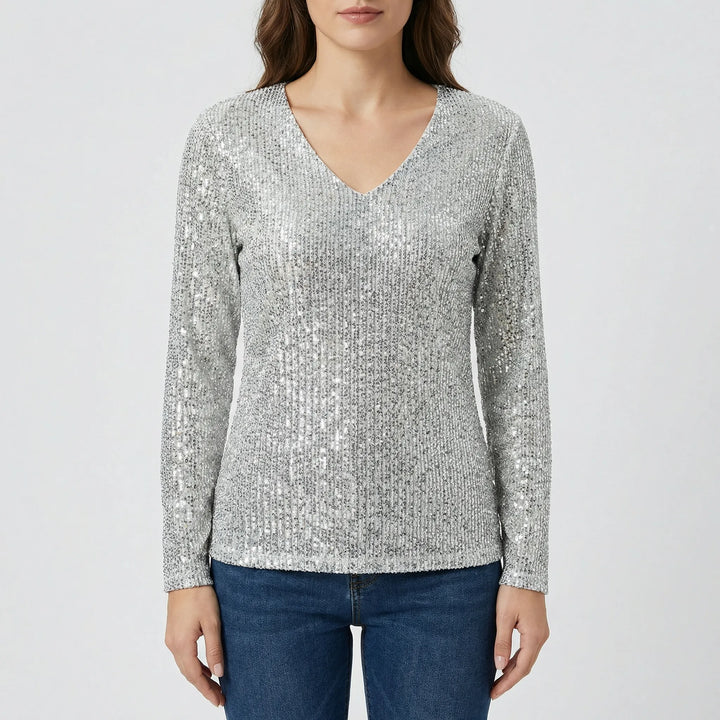 Langarm V Ausschnitt Bluse - Lana