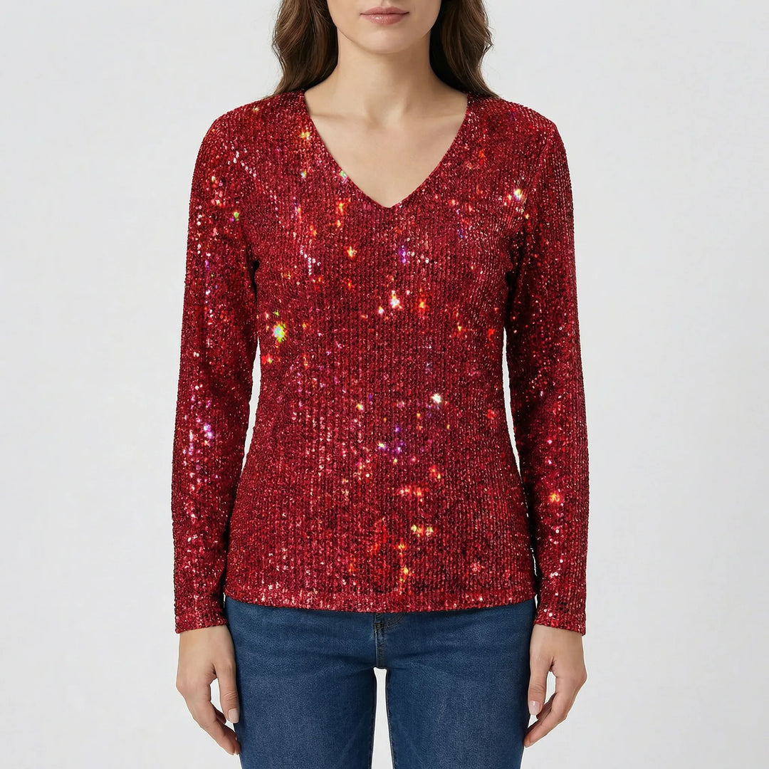 Langarm V Ausschnitt Bluse - Lana