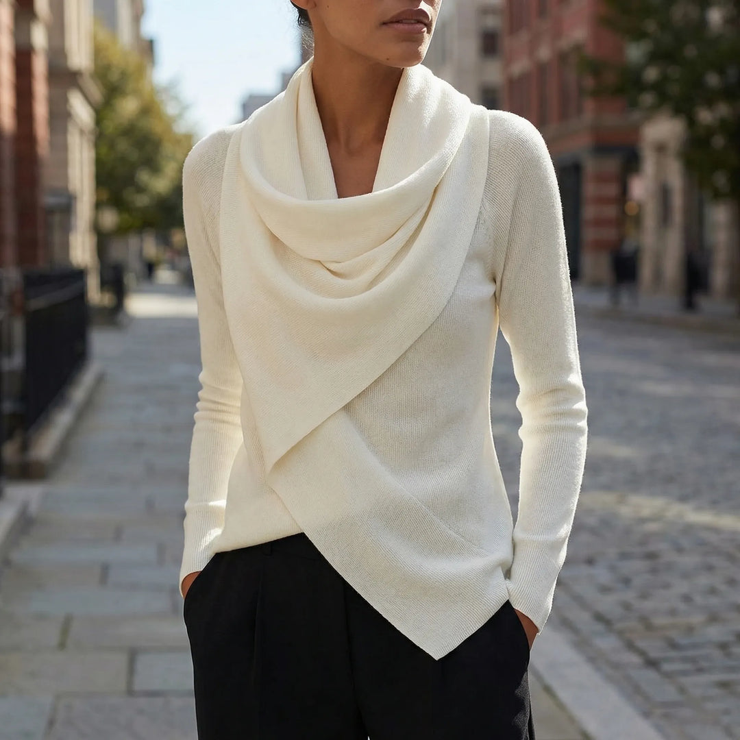 Langarmiger Strickpullover In Wickeloptik - Maryann