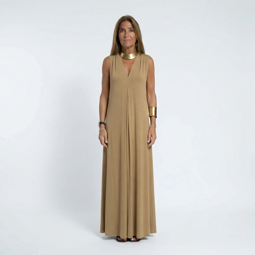Langes Ärmelloses Kleid Mit V-Ausschnitt - Michele