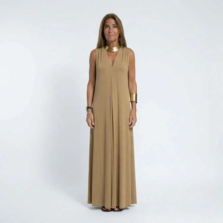 Langes Ärmelloses Kleid Mit V-Ausschnitt - Michele