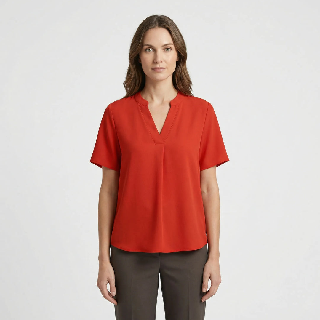 Leichte Kurzarm-Bluse Mit V-Ausschnitt - Susie