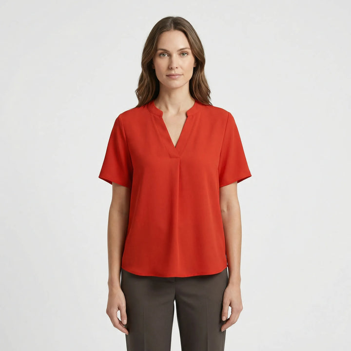 Leichte Kurzarm-Bluse Mit V-Ausschnitt - Susie