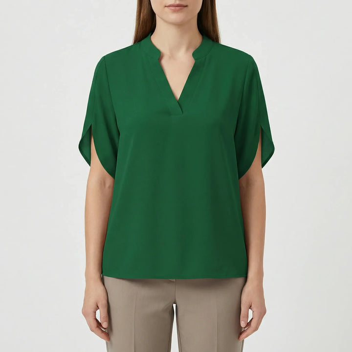 Leichte Kurzarm-Bluse Mit V-Ausschnitt - Susie
