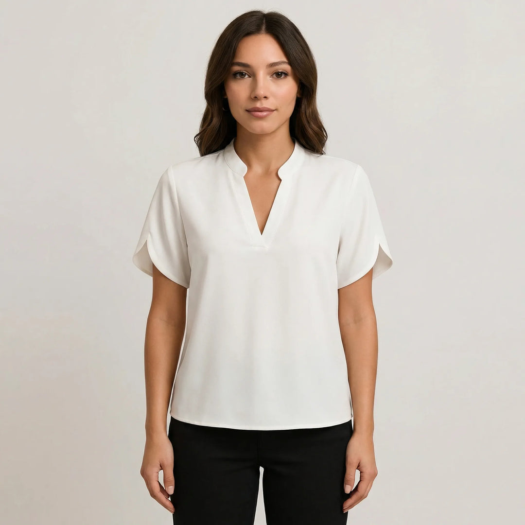 Leichte Kurzarm-Bluse Mit V-Ausschnitt - Susie