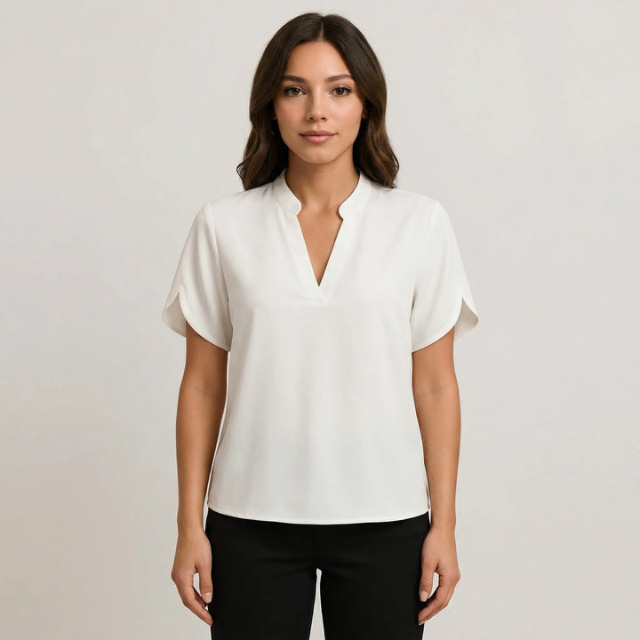 Leichte Kurzarm-Bluse Mit V-Ausschnitt - Susie
