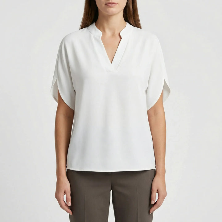 Leichte Kurzarm-Bluse Mit V-Ausschnitt - Susie