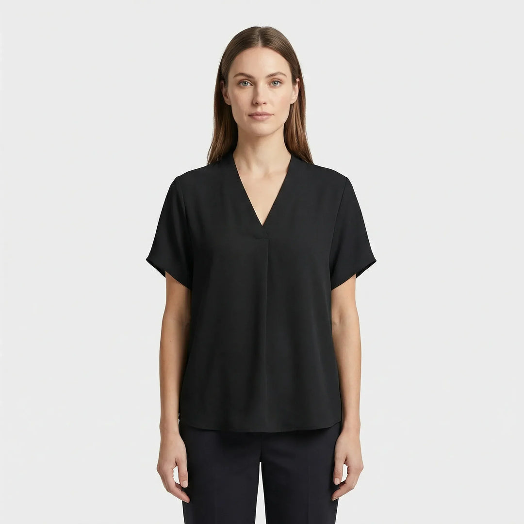 Leichte Kurzarm-Bluse Mit V-Ausschnitt - Susie