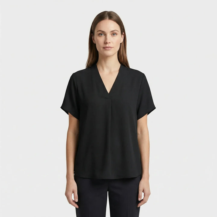 Leichte Kurzarm-Bluse Mit V-Ausschnitt - Susie