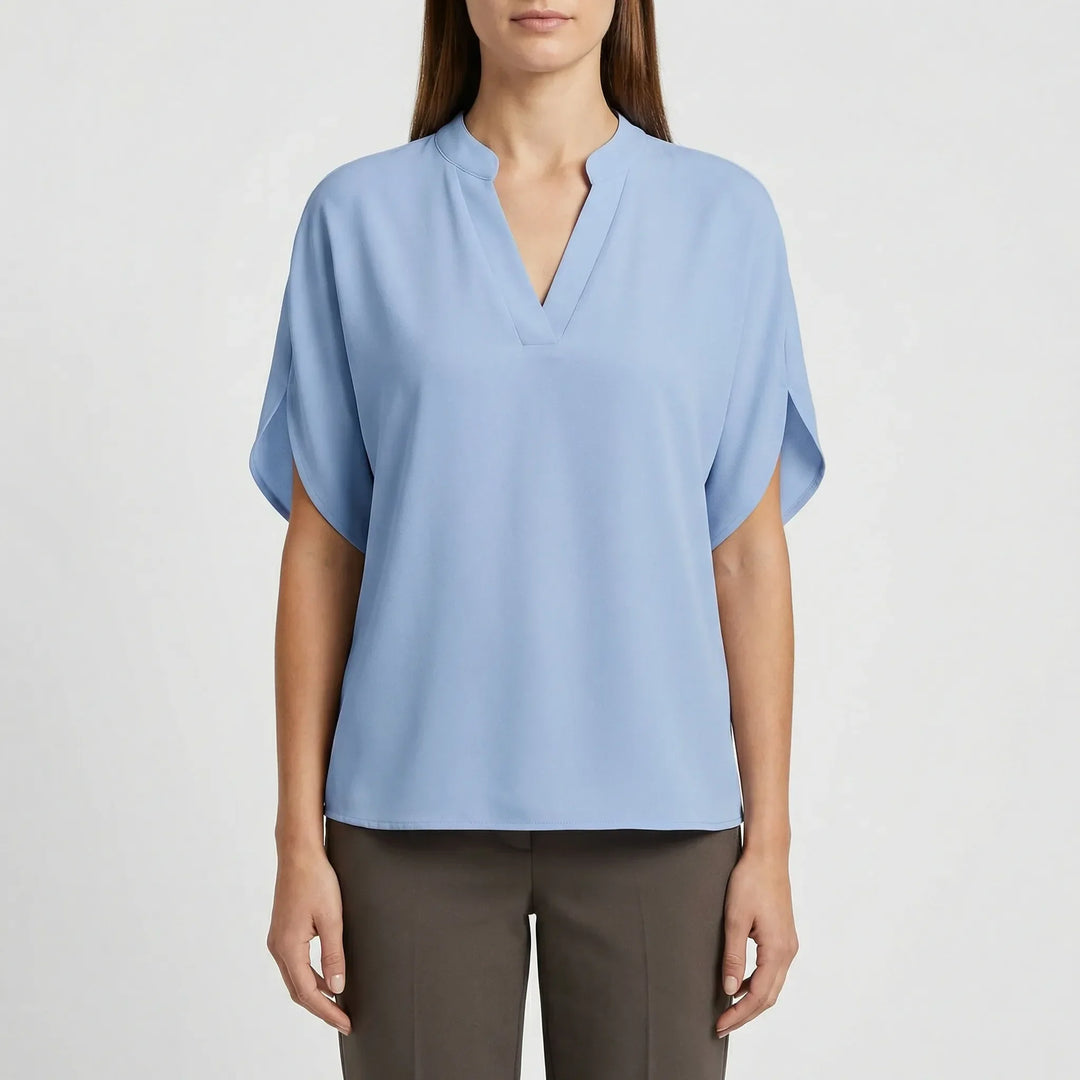 Leichte Kurzarm-Bluse Mit V-Ausschnitt - Susie