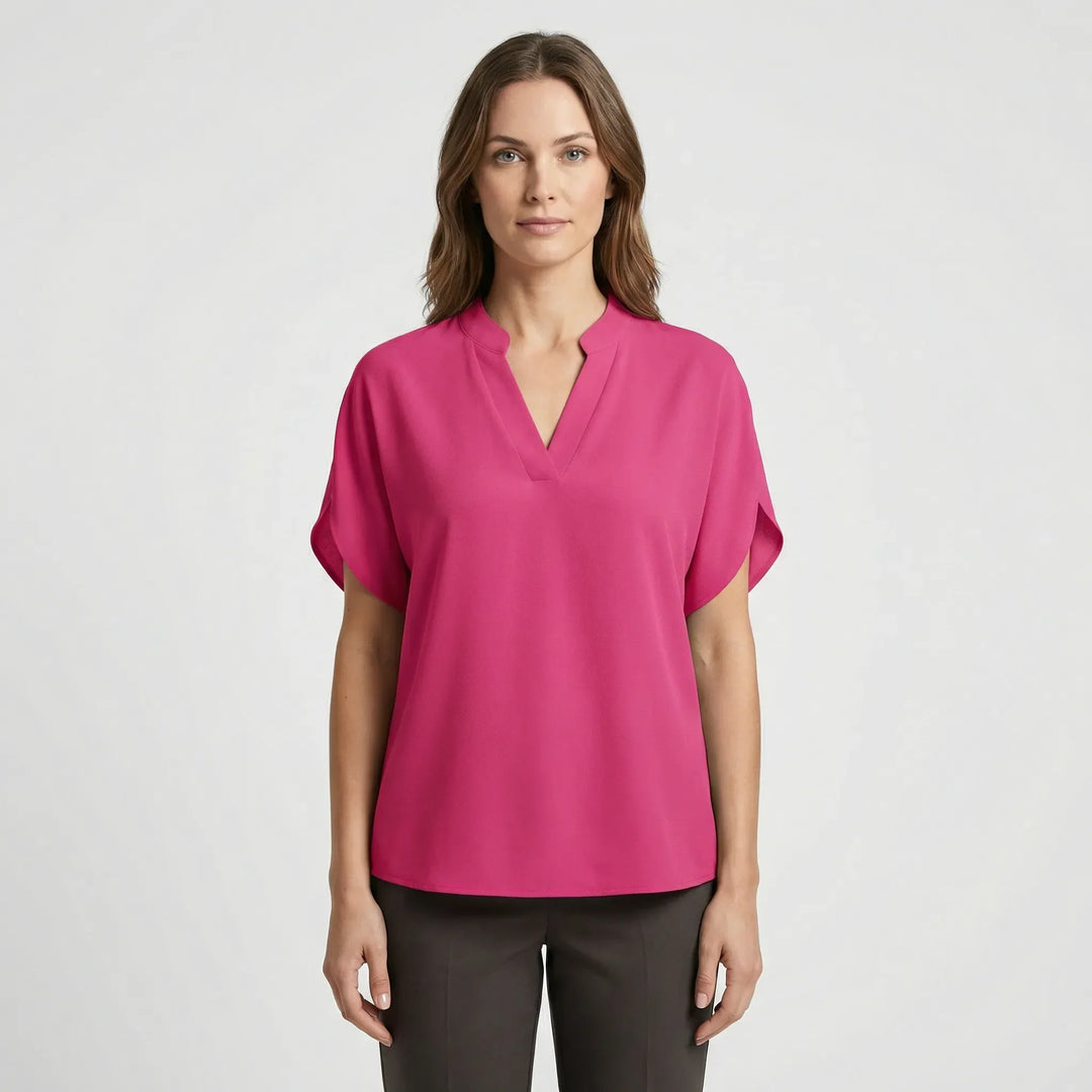 Leichte Kurzarm-Bluse Mit V-Ausschnitt - Susie