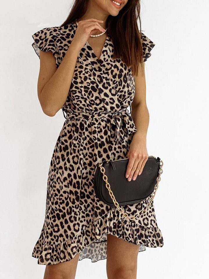 Trendy mini dress with leopard print - Amira