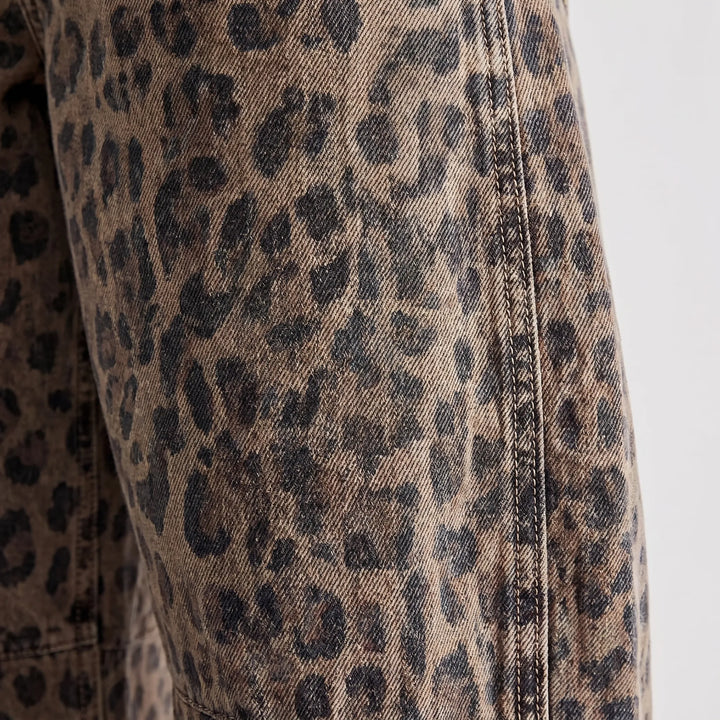 Leopard Print Barrel Jeans -  Frances