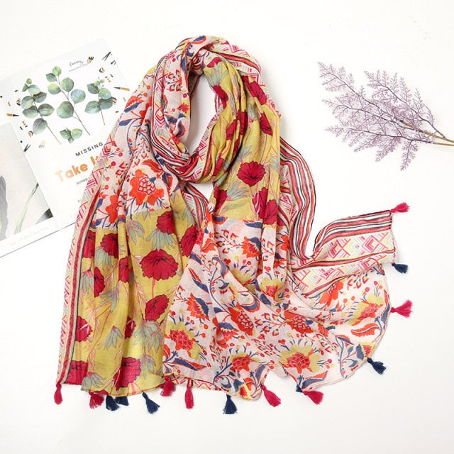 Lightweight Ladies Wrap With Tassel Details - Edna