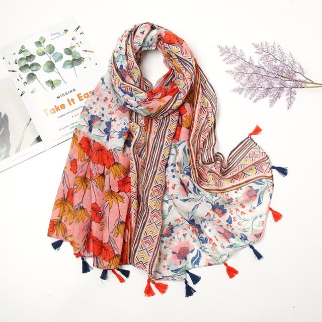 Lightweight Ladies Wrap With Tassel Details - Edna