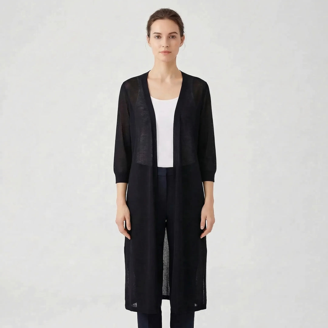 Lightweight Long Open-Front Cardigan - Cora
