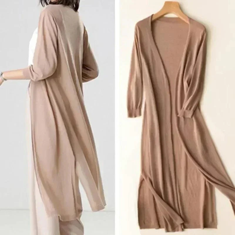 Lightweight Long Open-Front Cardigan - Cora