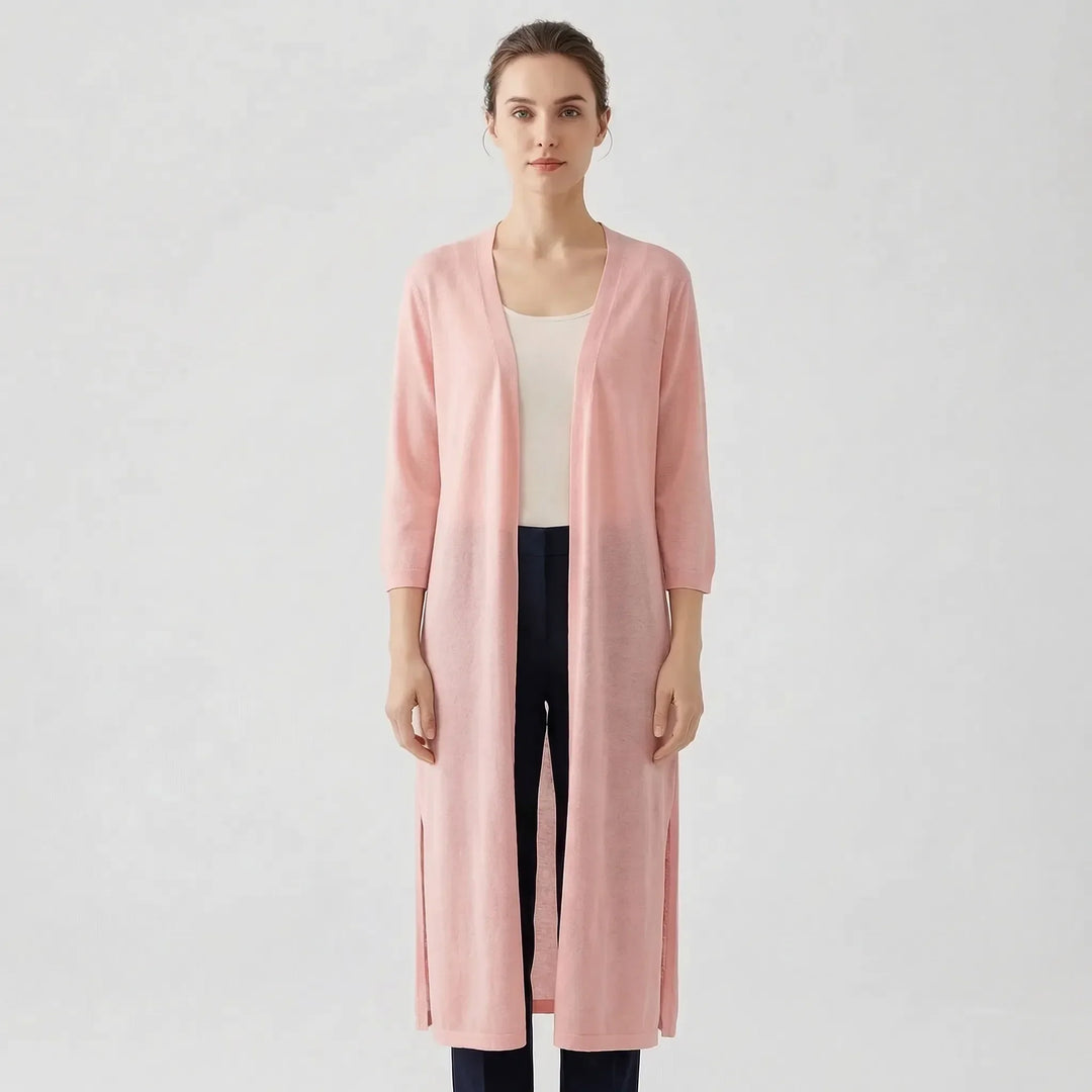 Lightweight Long Open-Front Cardigan - Cora