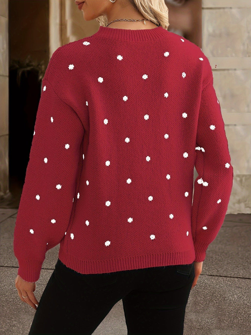 Locker Sitzender Pullover Mit Punktmuster - Sahra