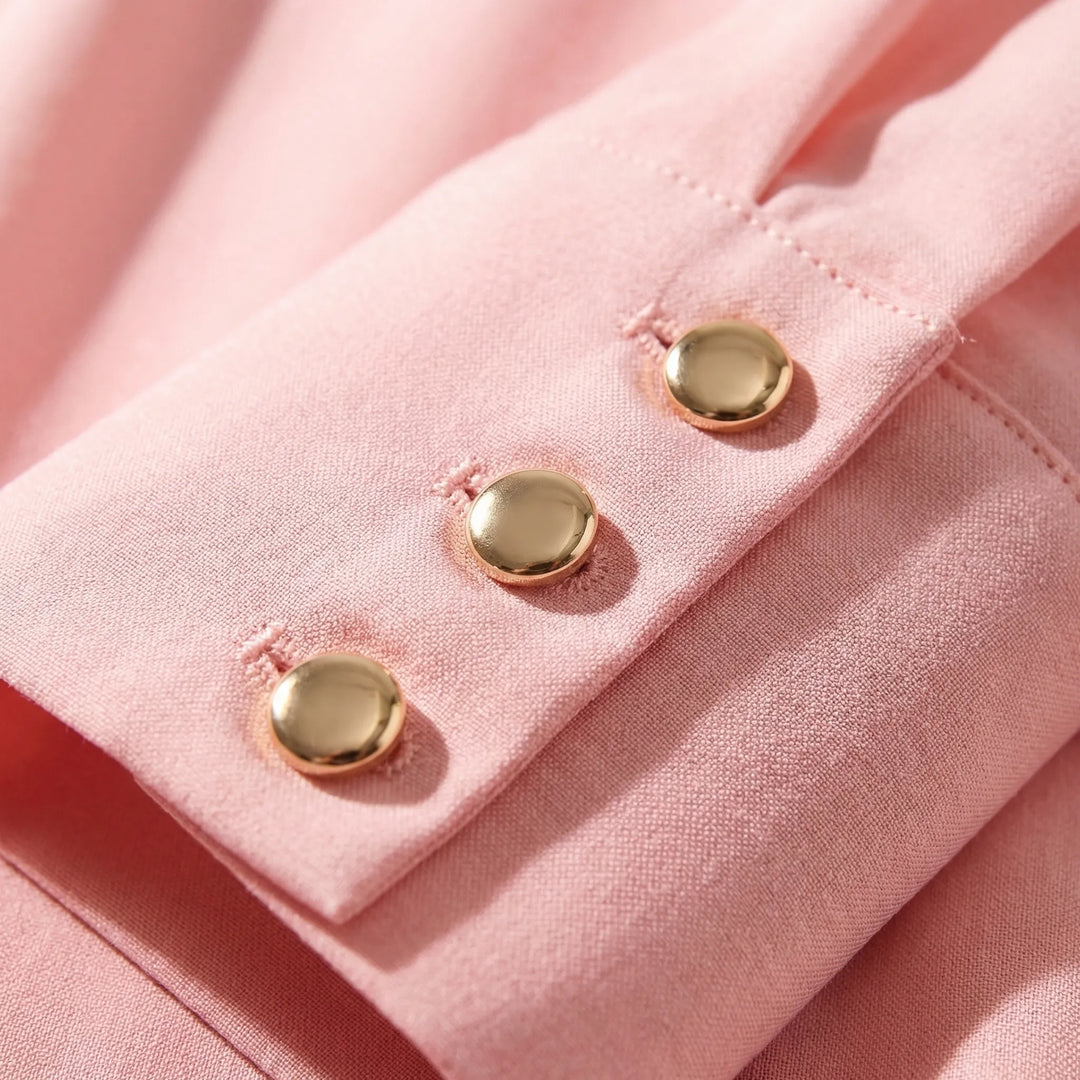 Long-Sleeve Blouse With Oversized Buttons - Rose