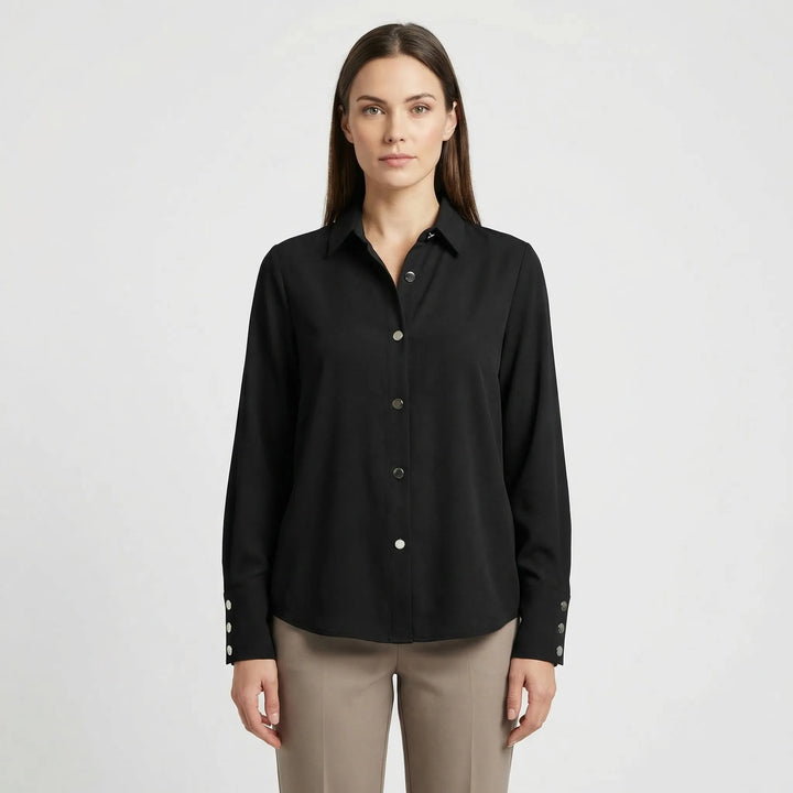 Long-Sleeve Blouse With Oversized Buttons - Rose