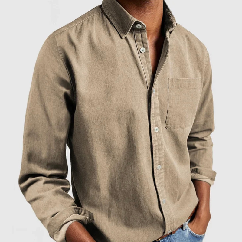 Long-Sleeve Denim Button-Up Shirt - Nick