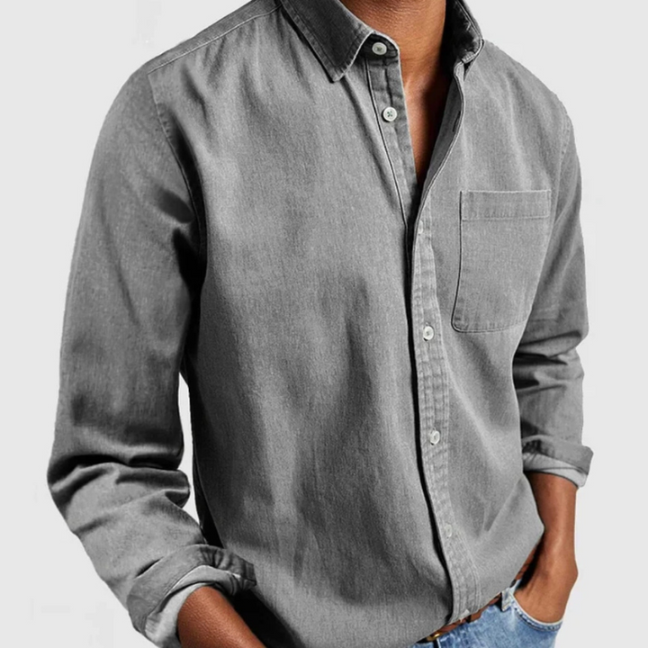 Long-Sleeve Denim Button-Up Shirt - Nick