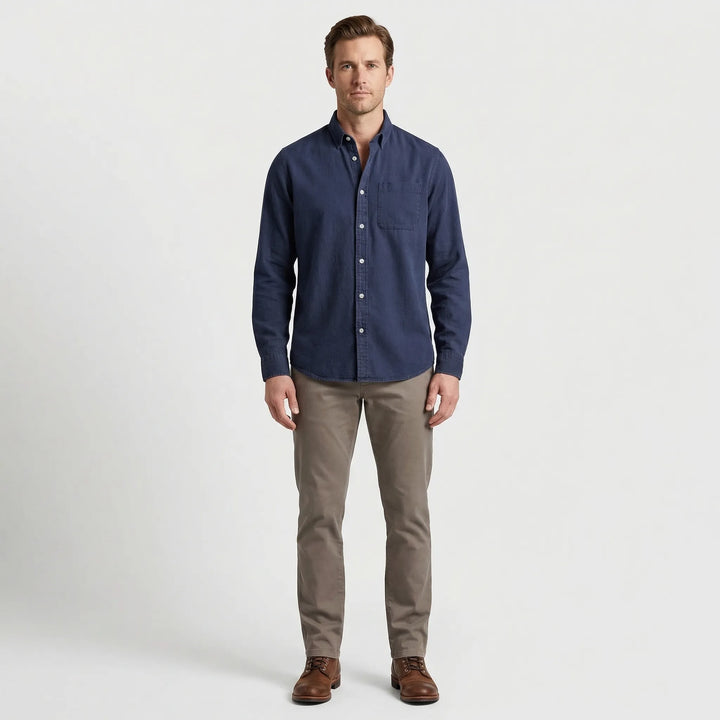Long-Sleeve Denim Button-Up Shirt - Nick