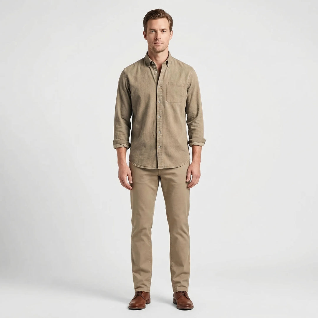 Long-Sleeve Denim Button-Up Shirt - Nick
