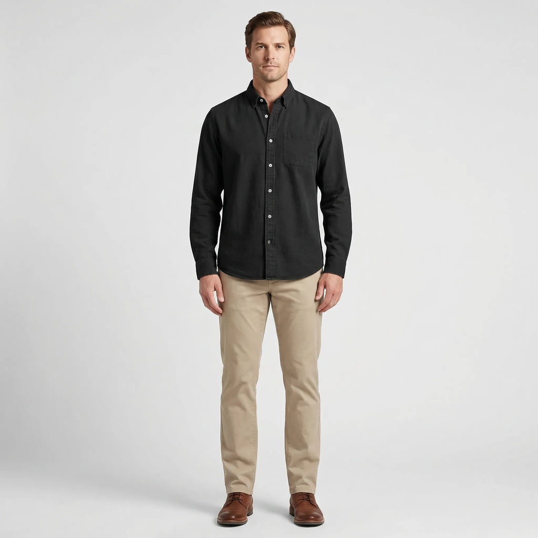 Long-Sleeve Denim Button-Up Shirt - Nick