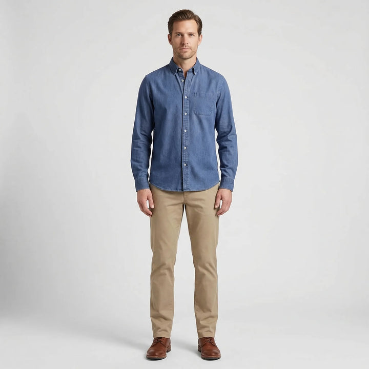 Long-Sleeve Denim Button-Up Shirt - Nick