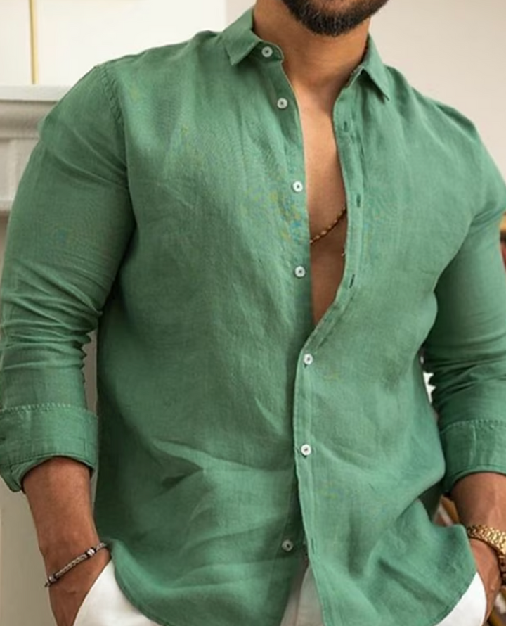 Long-Sleeve Men's Shirt With Button Placket - Darrin