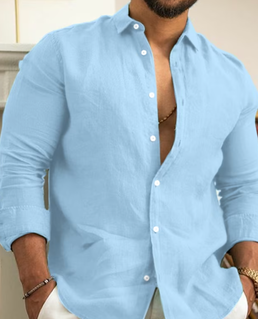 Long-Sleeve Men's Shirt With Button Placket - Darrin