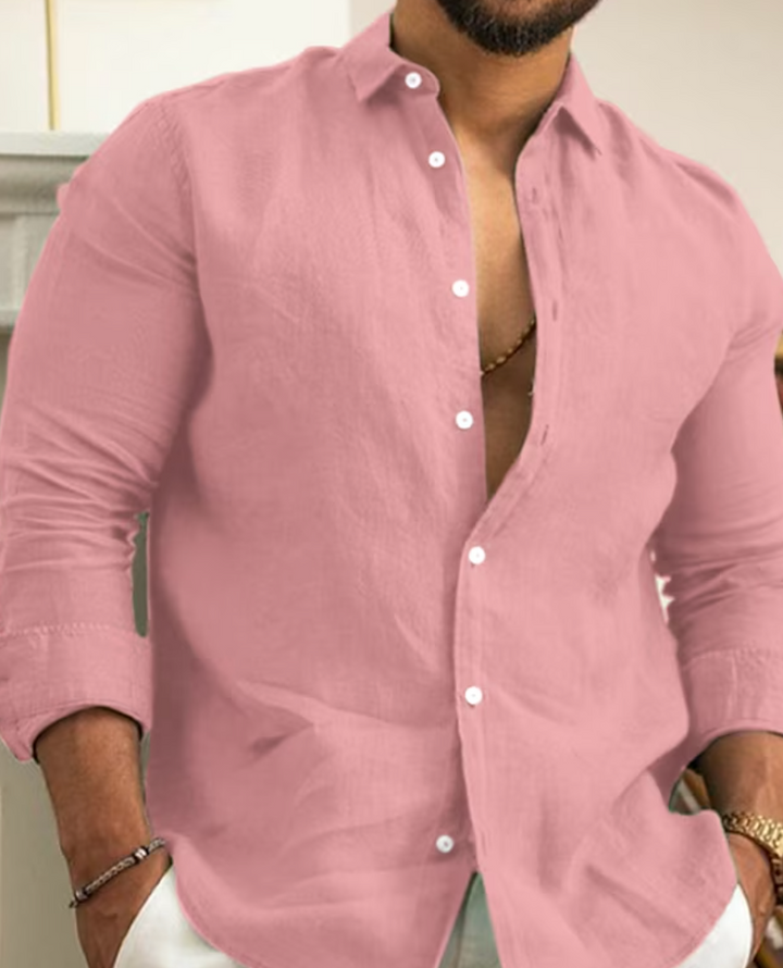 Long-Sleeve Men's Shirt With Button Placket - Darrin