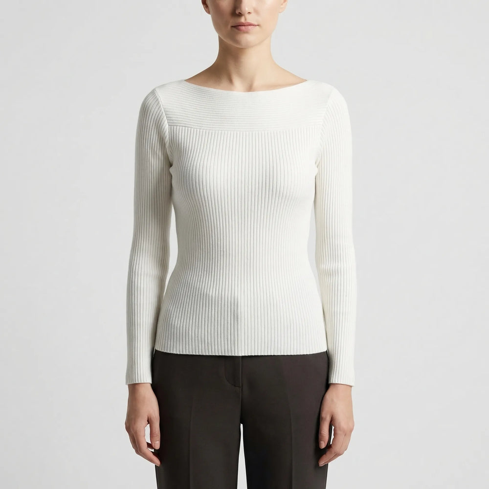 Long-Sleeve Plain Knit Top - Veronica