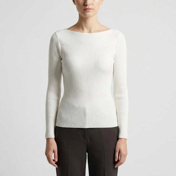 Long-Sleeve Plain Knit Top - Veronica