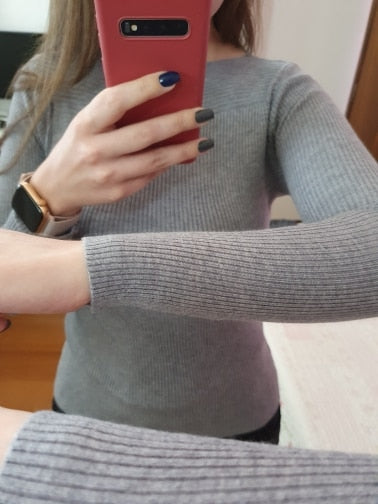Long-Sleeve Plain Knit Top - Veronica