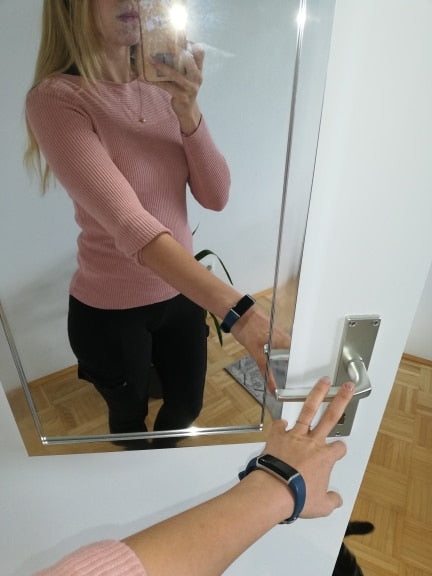 Long-Sleeve Plain Knit Top - Veronica