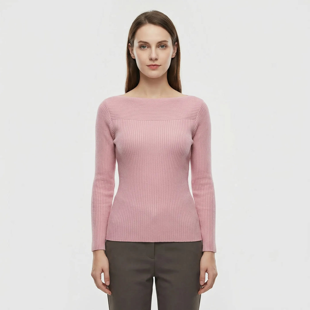 Long-Sleeve Plain Knit Top - Veronica