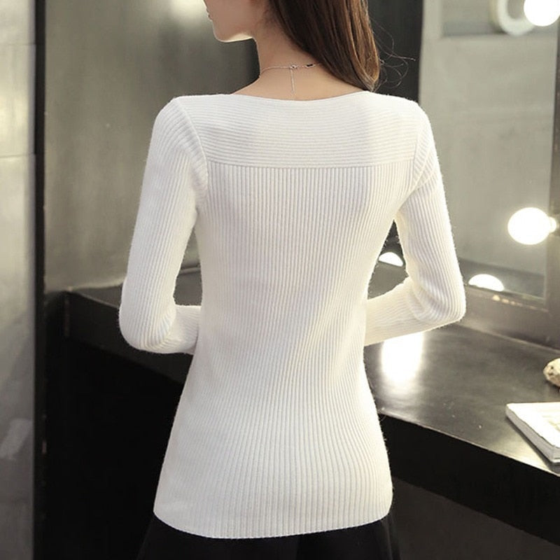 Long-Sleeve Plain Knit Top - Veronica