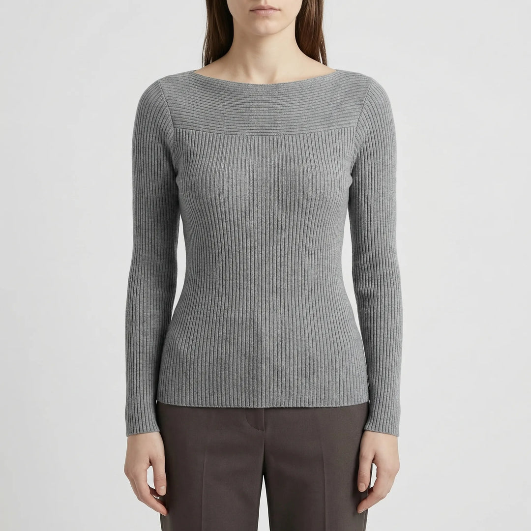 Long-Sleeve Plain Knit Top - Veronica