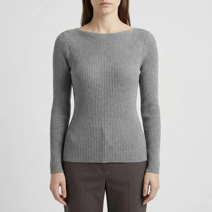 Long-Sleeve Plain Knit Top - Veronica